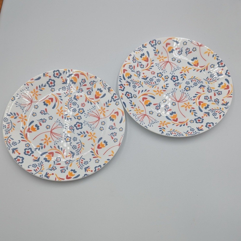 Corelle Prairie Garden Salad Plates Red Floral Vitrelle 8.5 Inch Set of 2 USA